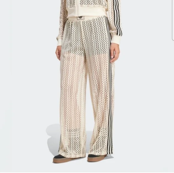 Adidas Originals Women's Knitted Crochet Firebird Track Pants - Winter White - Picture 5 of 6